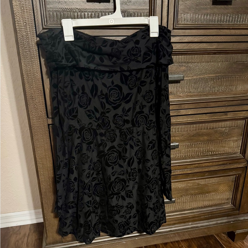 Elegant Black Floral Off Shoulder Dress